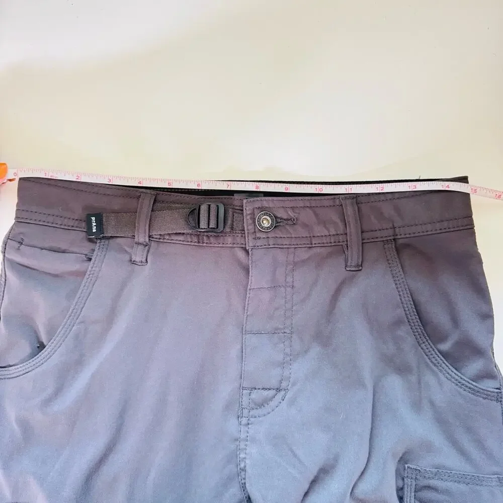 MENS PRANA Dark Grey Convertible Outdoor Straight Leg Pants Zip Shorts 28 30